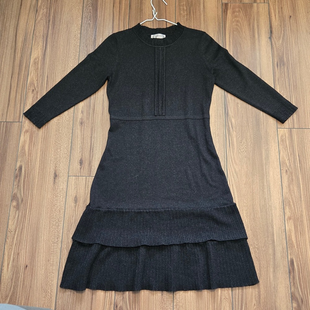 Nanette Lepore Women's Black Sparkle Knit Midi Sweater Dress Size Medium